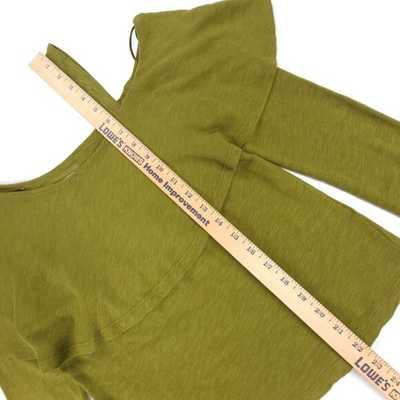 NEW Anthropologie Postmark Slub Knit Asymmetrical Ruffle Top Holly Green Small - Picture 3 of 7